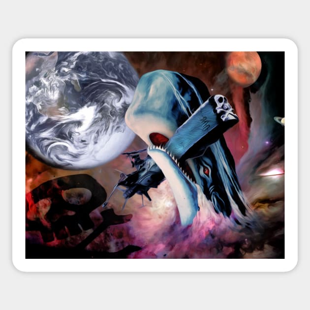 Captain Harlock VS. Moby Dick in the Sea of Stars (CPT. HARDLUCK ALBUM COVER) Sticker by Cpt. Hardluck